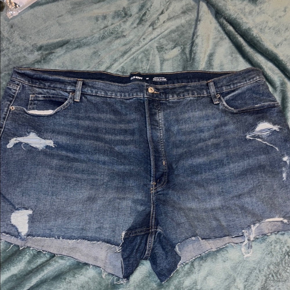 Old Navy Blue Jean Shorts Distressed High-Waisted NWOT